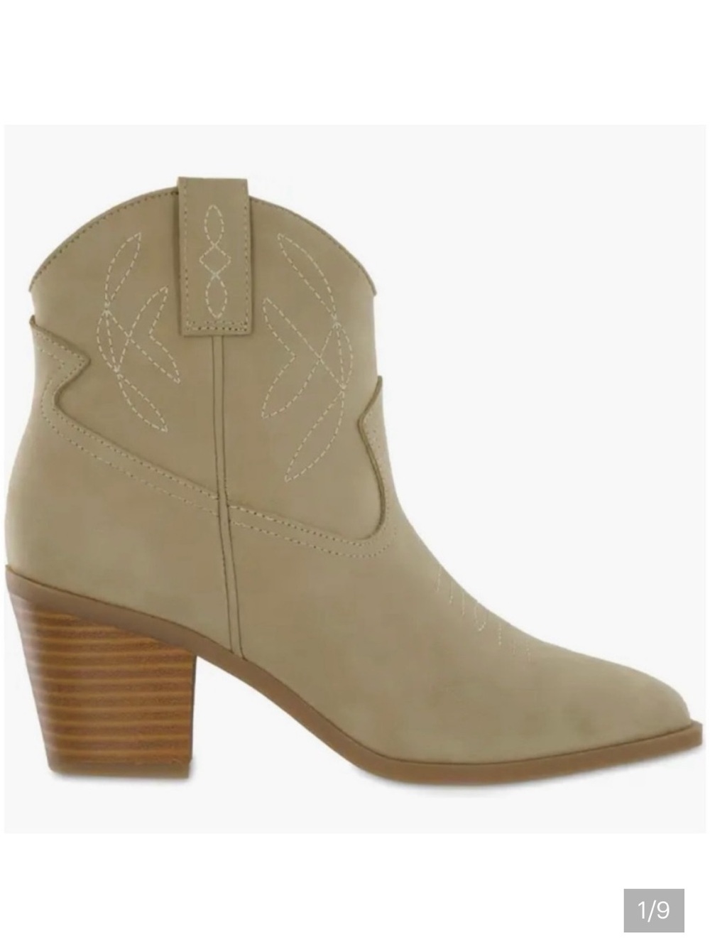 MIA Chic Tan Taupe Western Pointed-Toe Booties